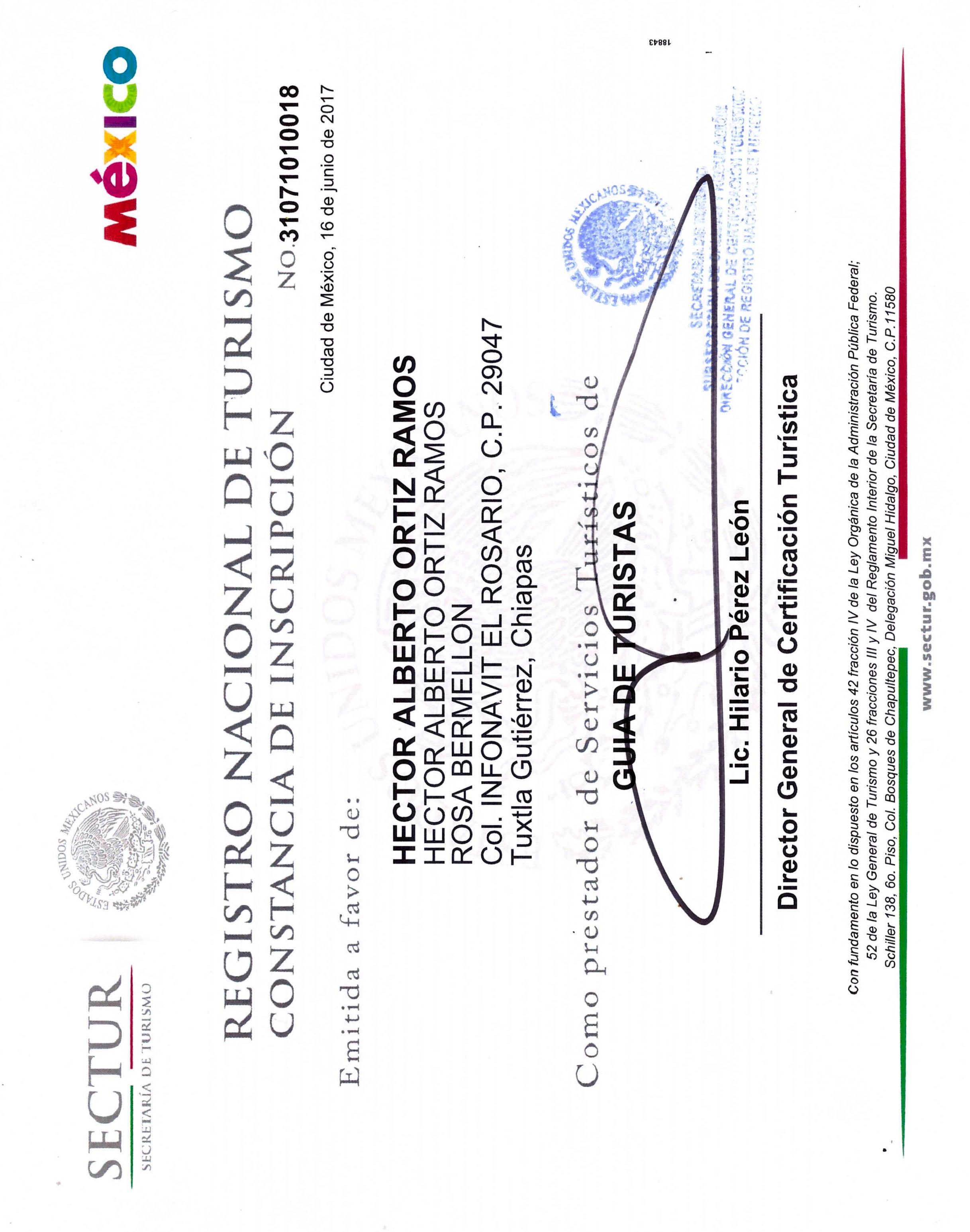 Constancia Sectur